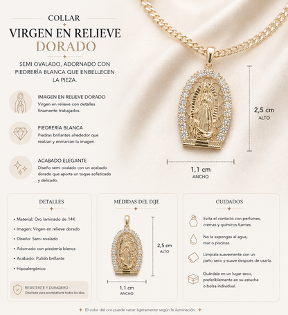 Collar Virgen de Guadalupe | Oro Laminado 14K