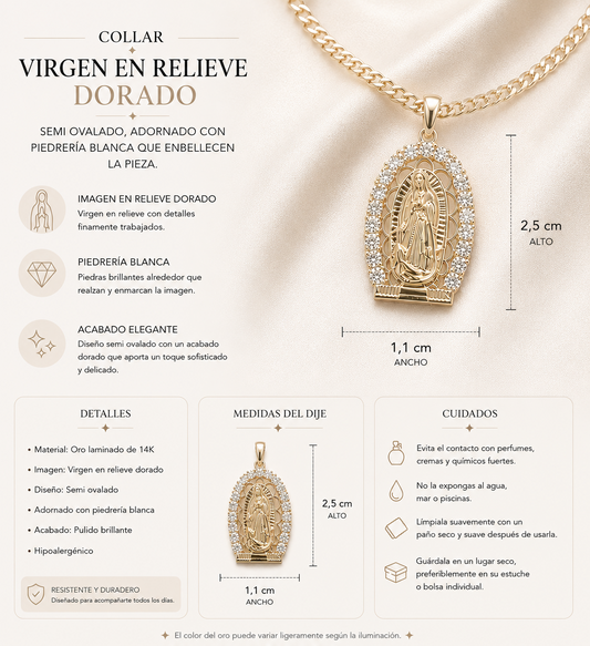 Collar Virgen de Guadalupe | Oro Laminado 14K