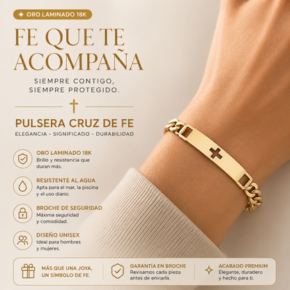Pulsera Cruz de Fe | Oro Laminado 18K